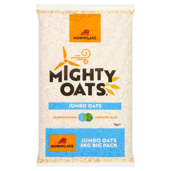 Mornflake Mighty Oats Jumbo Oats 3kg catering pack of large rolled oats for porridge, breakfast service, flapjacks, cookies and baking