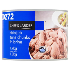 Chef's Larder Skipjack Tuna Chunks in Brine 1.7kg wholesale catering can with approximately 1.3kg drained weight