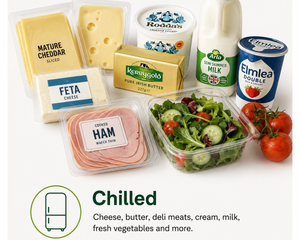 Chilled food, butter, cheese, milk, etc