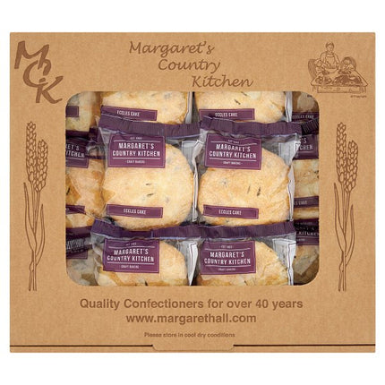 Margaret's Country Kitchen Eccles Cakes wholesale pack containing 12 traditional currant filled pastry cakes