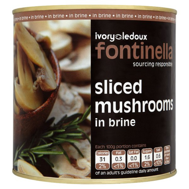 Fontinella Sliced Mushrooms in Brine 2.55kg catering tin