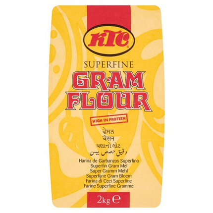 KTC Superfine Gram Flour 2kg bag of finely milled gram flour for catering, batters and South Asian cooking