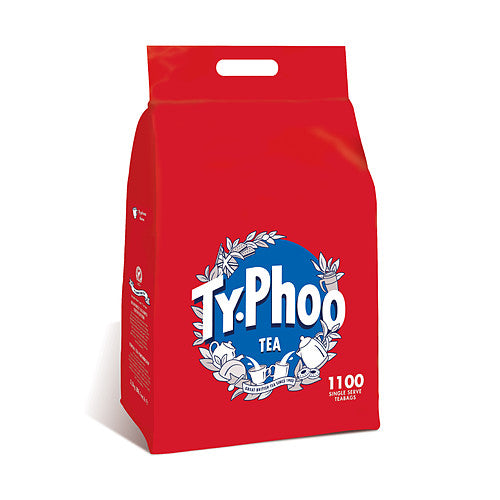 Typhoo tea bags bulk catering pack containing 1100 black tea bags weighing 2.5kg for offices and hospitality use