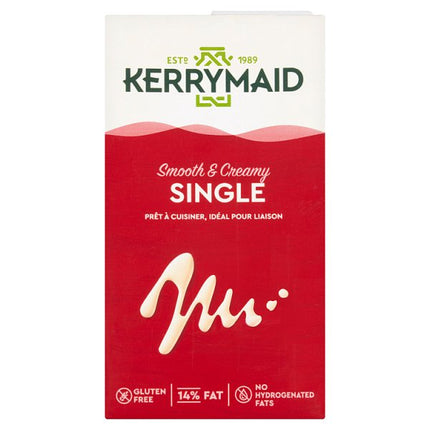 Kerrymaid Single UHT cream 1L long life cream carton for catering cooking and hospitality kitchens