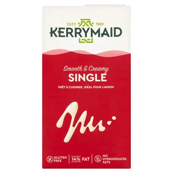 Kerrymaid Single UHT cream 1L long life cream carton for catering cooking and hospitality kitchens