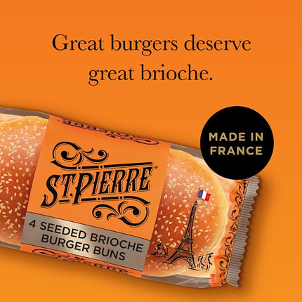 St Pierre Seeded Brioche Burger Buns Case of 9 x 4 | Gourmet Brioche Buns for Catering & Foodservice