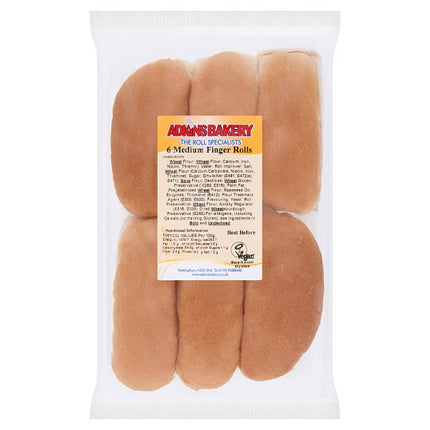 Adkins Bakery pack of 6 medium soft white finger rolls for sandwiches lunches and catering use