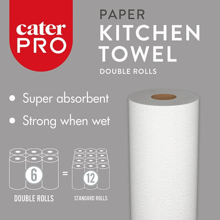 CaterPro Paper Kitchen Towel Double Rolls 6 Rolls | 2 Ply Kitchen Towels 112 Sheets Per Roll