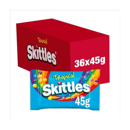 Skittles Tropical Flavoured Chewy Sweets Bags 36 x 45g | Wholesale Tropical Fruit Sweets