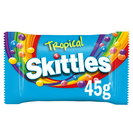 Skittles Tropical Flavoured Chewy Sweets Bags 36 x 45g | Wholesale Tropical Fruit Sweets