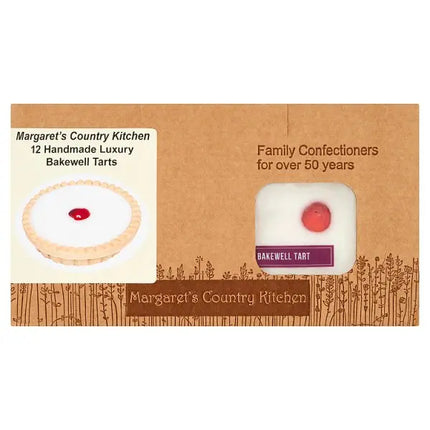 Margaret's Country Kitchen Handmade Luxury Bakewell Tarts wholesale pack containing 12 traditional bakery tarts