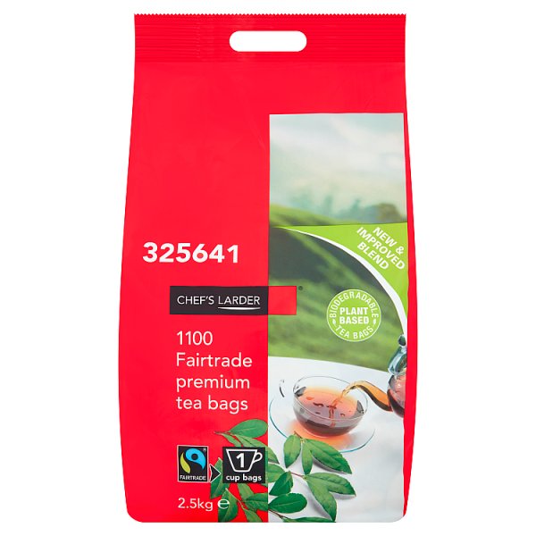Chef’s Larder Fairtrade Premium Tea Bags 1100 Pack 2.5kg bulk catering tea bags for cafés, hotels, restaurants and hospitality businesses