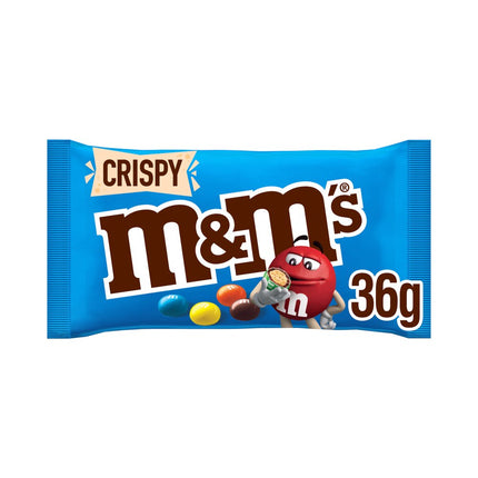 M&M'S Crispy Milk Chocolate Bags 24 x 36g | Bulk Chocolate Snack Bags for Retail, Offices & Catering
