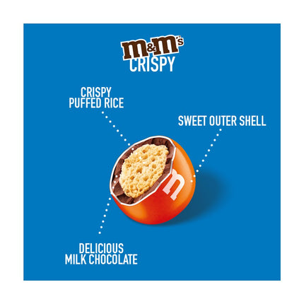 M&M'S Crispy Milk Chocolate Bags 24 x 36g | Bulk Chocolate Snack Bags for Retail, Offices & Catering