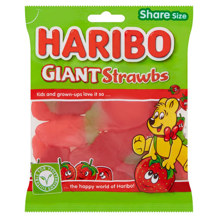 HARIBO Giant Strawbs Strawberry Jelly Sweets 12 x 160g | Wholesale Chewy Strawberry Sweets