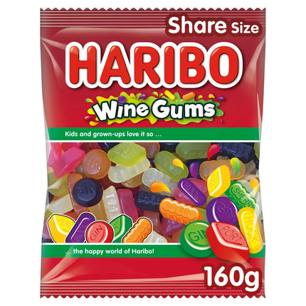 HARIBO Wine Gums Jelly Sweets Sharing Bags 12 x 160g | Wholesale Fruit Flavour Sweets