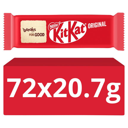 KitKat 2 Finger Milk Chocolate Biscuit Bar 72 x 20.7g | Bulk KitKat Chocolate Wafer Bars