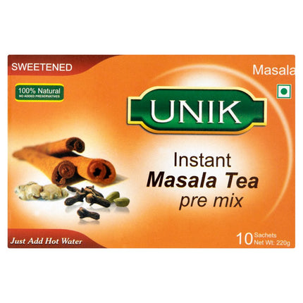 Unik Sweetened Instant Masala Tea Pre Mix 5 x 10 x 22g | Wholesale Masala Chai Sachets