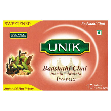 Unik Sweetened Badshahi Chai Premium Masala Premix 5 x 10 x 22g | Wholesale Masala Chai Sachets