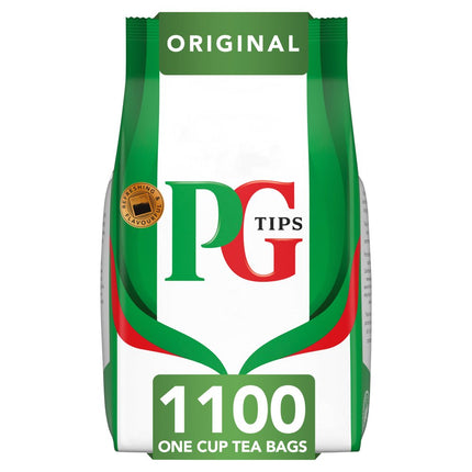 PG Tips Original one cup tea bags bulk catering pack containing 1100 black tea bags weighing 2.2kg