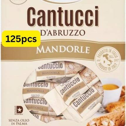 Italian almond cantucci biscuits 1kg bulk pack containing approximately 125 individually wrapped Italian biscotti biscuits