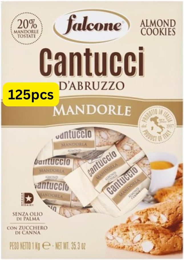 Italian almond cantucci biscuits 1kg bulk pack containing approximately 125 individually wrapped Italian biscotti biscuits