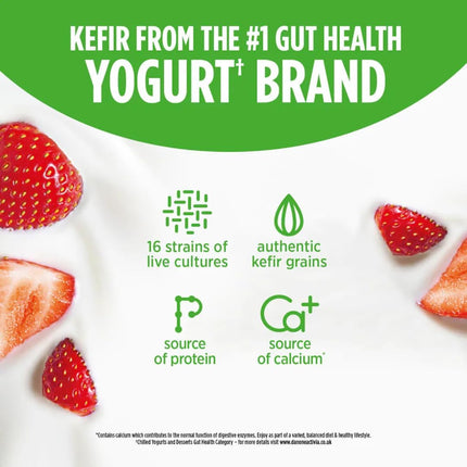 Activia Strawberry Kefir Yoghurt Drink 2 x 280ml | Cultured Kefir Drink for Gut Health Support