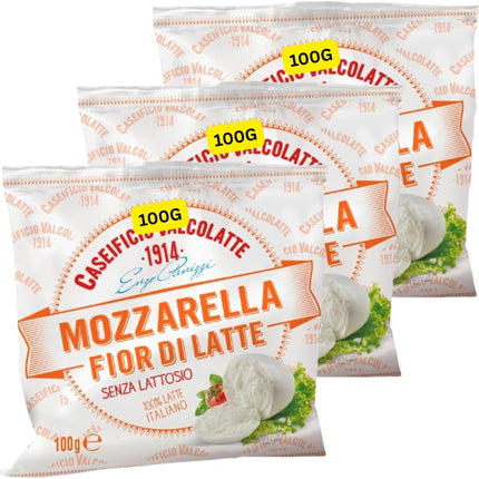 Lactose free Fior di Latte mozzarella cheese multipack containing 3 x 100g Italian style mozzarella portions