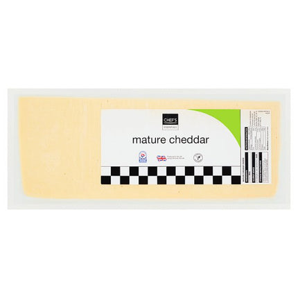 Chef's Essentials mature cheddar cheese 5kg catering block for sandwiches cooking baking and foodservice kitchens