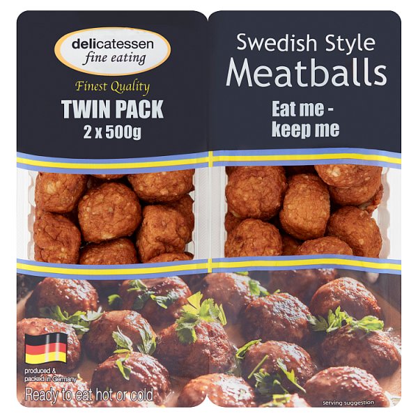Delicatessen Fine Eating Swedish Style Meatballs Twin Pack 2 x 500g (1000g)
