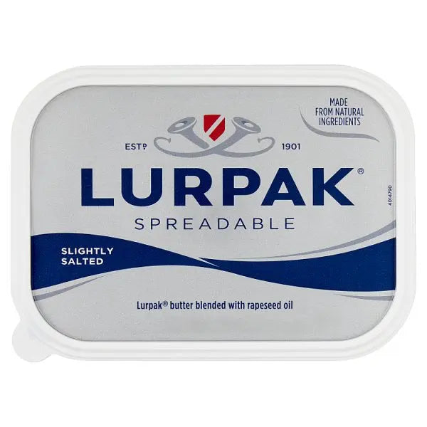 Lurpak Slightly Salted spreadable butter and rapeseed oil blend 1kg tub for kitchens catering and hospitality use