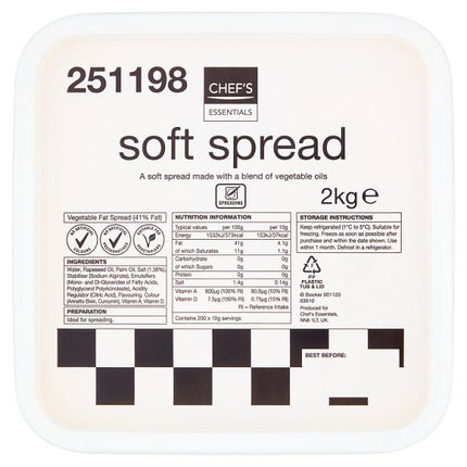 Chef's Essentials Soft Spread 2kg catering tub for cafés hospitality kitchens and foodservice use