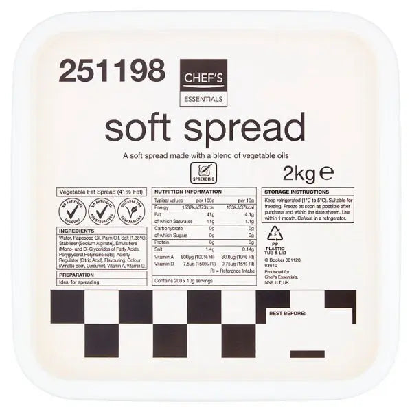 Chef's Essentials Soft Spread 2kg catering tub for cafés hospitality kitchens and foodservice use