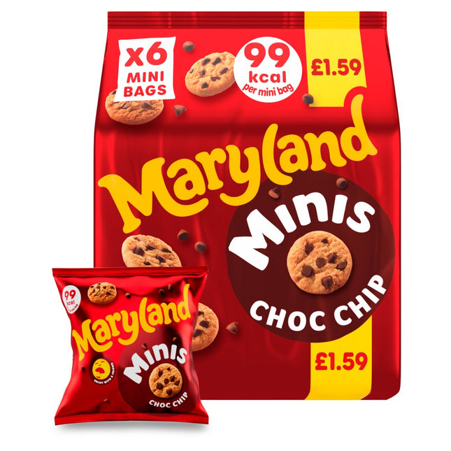 Maryland 6 Minis Choc Chip Cookies wholesale case containing 10 packs of crunchy mini chocolate chip cookies