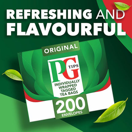 PG Tips Original Tea Envelopes 200 Pack 400g | Individually Wrapped Catering Tea Bags