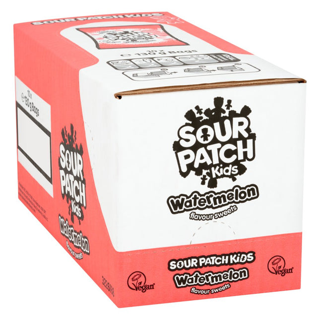 Sour Patch Kids Watermelon Sweets vegan wholesale case containing 10 bags of chewy sour watermelon sweets