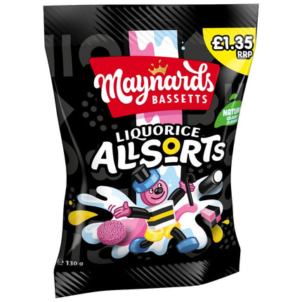 Maynards Bassetts Liquorice Allsorts Sweets Sharing Bag 10 x 130g | Wholesale Retro Liquorice Sweets