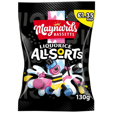 Maynards Bassetts Liquorice Allsorts Sweets Sharing Bag 10 x 130g | Wholesale Retro Liquorice Sweets
