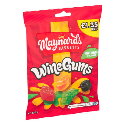 Maynards Bassetts Wine Gums Sharing Bag PMP 10 x 130g | Bulk Price Marked Wine Gum Sweets