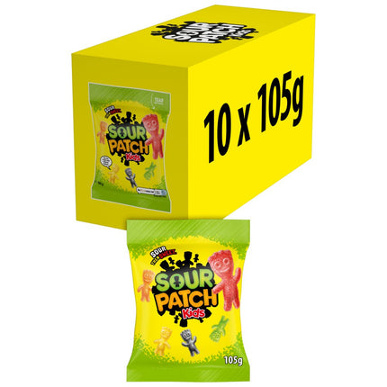 Sour Patch Kids Original Candy wholesale case containing 10 bags of assorted fruit flavour sour chewy sweets