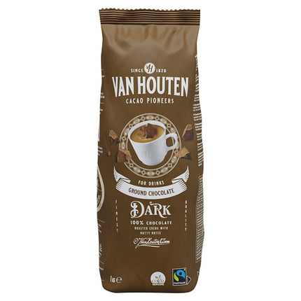 Van Houten Dark Ground Chocolate 10 x 1kg Wholesale Catering Pack