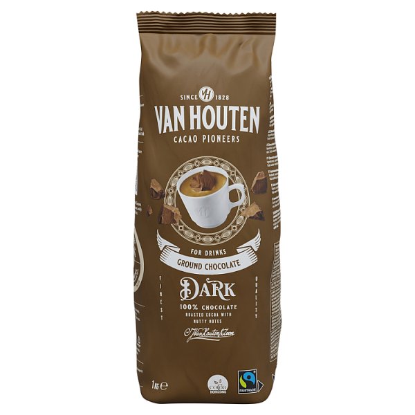 Van Houten Dark Ground Chocolate 10 x 1kg Wholesale Catering Pack