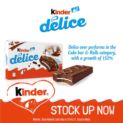 Kinder Delice Case of 6 x 4 x 39g | Bulk Chocolate Sponge Snack Cakes