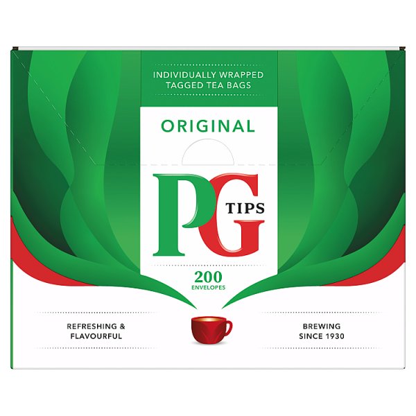 PG Tips Original Tea Envelopes 200 pack 400g individually wrapped catering tea bags for hotels offices and hospitality use