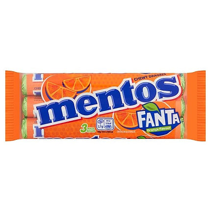 Mentos Fanta Orange Chewy Dragees Case of 25 x 3 x 37.5g | Wholesale Orange Chewy Sweets