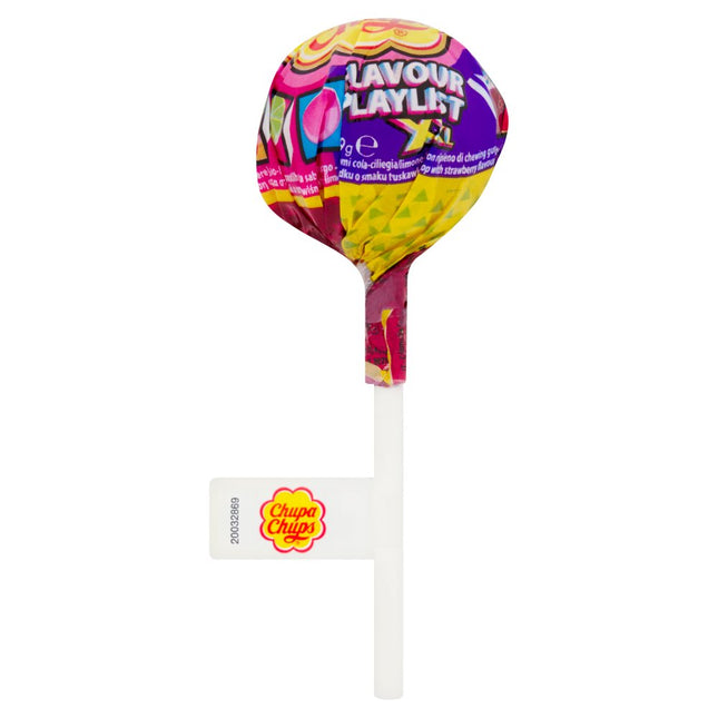 Chupa Chups Flavour Playlist XXL wholesale pack containing 25 assorted fruit flavoured lollipops