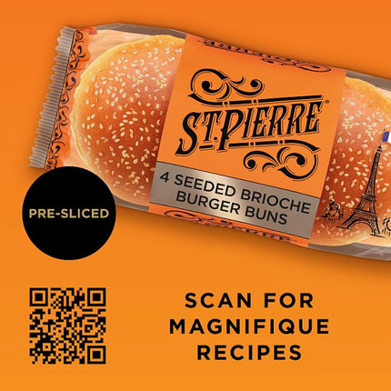 St Pierre Brioche Burger Buns 4 Pack | Seeded Burger Buns