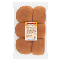 Adkins Bakery Barney Baps Pack of 6 Soft White Bread Rolls for Catering and Foodservice
