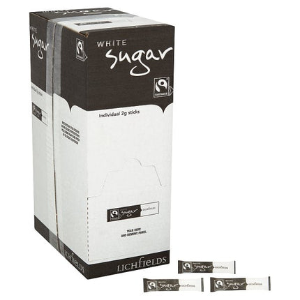 Fairtrade White Sugar Sachets 2000 pack individual catering sugar sachets for hospitality and offices