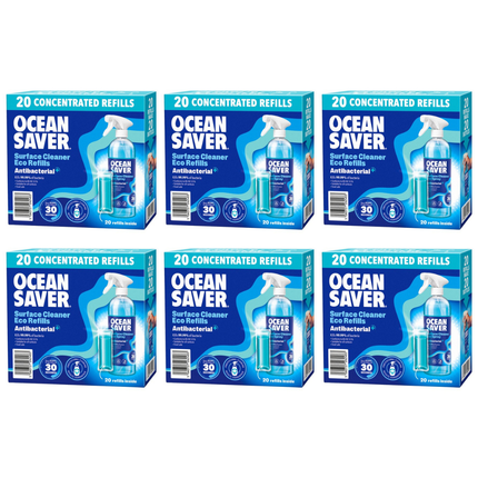 Antibacterial Cleaner Refill – Ocean Saver Surface Cleaner Eco Refills 6 x 20 x 10ml